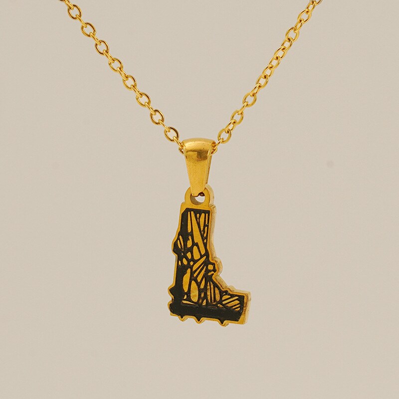 1 Piece Classic Bark Grain Unique Letter L Stainless Steel 18K Gold Plated Unisex Pendant Necklaces h5 